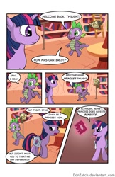 Size: 792x1224 | Tagged: safe, artist:donzatch, derpibooru import, owlowiscious, spike, twilight sparkle, twilight sparkle (alicorn), alicorn, dragon, pony, comic:tale of twilight, comic, female, mare