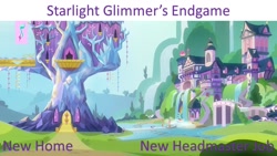 Size: 1280x720 | Tagged: safe, edit, edited screencap, screencap, starlight glimmer, twilight sparkle, pony, the beginning of the end, building, female, school, school of friendship, twilight's castle