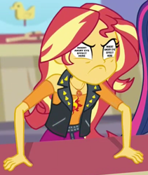 Size: 916x1087 | Tagged: safe, edit, edited screencap, editor:sonic ranger, screencap, sunset shimmer, better together, equestria girls, rollercoaster of friendship, angry, cropped, insert picture here, solo focus, template