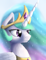 Size: 1024x1325 | Tagged: safe, artist:niegelvonwolf, princess celestia, alicorn, pony, bust, portrait, solo