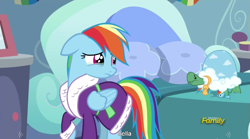 Size: 1279x710 | Tagged: safe, derpibooru import, screencap, rainbow dash, tank, pegasus, pony, tanks for the memories, meme, youtube caption