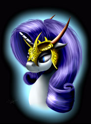 Size: 3104x4192 | Tagged: safe, artist:skitsroom, rarity, pony, unicorn, bust, helmet, portrait, solo