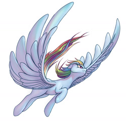 Size: 1769x1714 | Tagged: safe, artist:stratodraw, derpibooru import, rainbow dash, pegasus, pony, female, flying, mare, simple background, solo, white background, wings