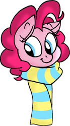 Size: 673x1211 | Tagged: safe, artist:strangiesleepy, pinkie pie, earth pony, pony, clothes, head, scarf, simple background, solo, transparent background