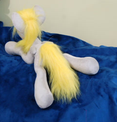 Size: 1154x1200 | Tagged: safe, artist:lanacraft, derpy hooves, pegasus, pony, beanie (plushie), female, irl, mare, photo, plushie, prone, solo, sploot