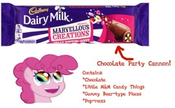 Size: 672x415 | Tagged: safe, pinkie pie, barely pony related, cadbury, candy, chocolate bar