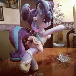 Size: 952x960 | Tagged: safe, artist:legadema, starlight glimmer, pony, a royal problem, alternate hairstyle, ass, ballerina, ballet slippers, bipedal, butt, clothes, dancing, glimmer glutes, glimmerina, irl, looking at you, looking back, looking back at you, photo, plot, plushie, raised hoof, solo, technically an upskirt shot, tutu