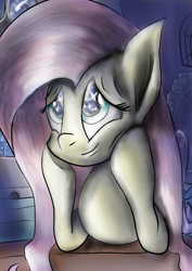 Size: 1240x1754 | Tagged: safe, artist:manfartwish, fluttershy, pegasus, pony, female, mare, solo, stargazing