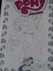 Size: 600x800 | Tagged: safe, artist:andypriceart, princess celestia, alicorn, pony, comic cover, insult, katie cook, sibling rivalry, solo, traditional art