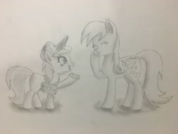 Size: 4032x3024 | Tagged: safe, artist:optic-rainfall, derpy hooves, dinky hooves, equestria's best daughter, female, mailpony, mother and child, mother and daughter, parent and child, traditional art