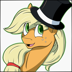 Size: 500x500 | Tagged: safe, artist:tlatophat, applejack, earth pony, pony, bust, hat, portrait, solo, top hat