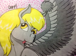 Size: 2550x1884 | Tagged: safe, artist:creativegirl64, derpy hooves, solo, tongue out, traditional art