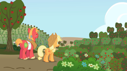 Size: 1365x768 | Tagged: safe, screencap, applejack, big macintosh, earth pony, pony, applebuck season, male, stallion