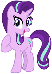 Size: 5402x7649 | Tagged: safe, artist:andoanimalia, starlight glimmer, pony, unicorn, triple threat, absurd resolution, cute, eyelashes, female, glimmerbetes, mare, new look, open mouth, raised hoof, reformed starlight, simple background, solo, transparent background, vector, vector trace