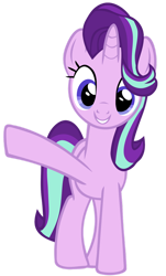 Size: 696x1149 | Tagged: safe, starlight glimmer, pony, unicorn, celestial advice, cute, female, glimmerbetes, happy, looking at you, mare, raised hoof, reformed starlight, simple background, smiling, solo, transparent background, vector