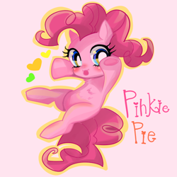 Size: 700x700 | Tagged: safe, artist:marihico, pinkie pie, earth pony, pony, female, mare, pink coat, pink mane, pixiv, solo