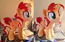 Size: 1024x663 | Tagged: safe, artist:plushypuppy, sunset shimmer, pony, unicorn, female, irl, mare, photo, plushie, solo, standing