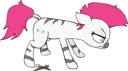 Size: 1024x568 | Tagged: artist needed, safe, pinkie pie, zebra, angry, color, pinkamena diane pie, race swap, zebrafied