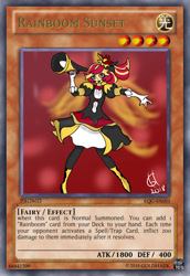 Size: 419x610 | Tagged: safe, artist:goldhajik, sunset shimmer, equestria girls, alternate costumes, alternate hairstyle, solo, yu-gi-oh!, yugioh card, yugioh card maker