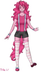 Size: 367x636 | Tagged: safe, pinkie pie, human, clothes, eared humanization, humanized, pony coloring, socks, striped socks, tailed humanization