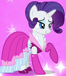 Size: 414x478 | Tagged: safe, screencap, rarity, pony, unicorn, too many pinkie pies, clothes, dress, outfit catalog, socks, solo