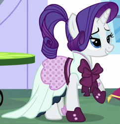 Size: 550x569 | Tagged: safe, screencap, rarity, pony, unicorn, rarity investigates, clothes, costume, detective, outfit catalog, solo