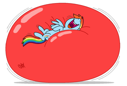 Size: 1024x695 | Tagged: safe, artist:bond750, derpibooru import, rainbow dash, pegasus, pony, balloon, balloon fetish, balloon sitting, bouncing, fetish, fun, playtime