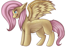 Size: 1024x683 | Tagged: safe, artist:kaweiioreo, fluttershy, pegasus, pony, blank flank, solo, tongue out, watermark
