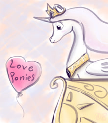 Size: 686x779 | Tagged: safe, artist:raddjuret, princess celestia, alicorn, pony, balloon, princess molestia, solo