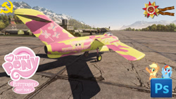 Size: 1600x900 | Tagged: safe, fluttershy, pegasus, pony, aircraft, gaming, hammer and sickle, lavochkin la-15, skin, soviet, soviet union, war thunder
