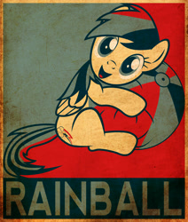 Size: 3100x3658 | Tagged: safe, artist:fr3zo, derpibooru import, rainbow dash, pegasus, pony, ball, hope poster, poster, propaganda