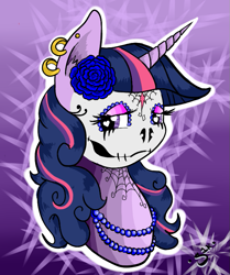 Size: 653x782 | Tagged: safe, artist:silver1kunai, derpibooru import, twilight sparkle, dia de los muertos, solo