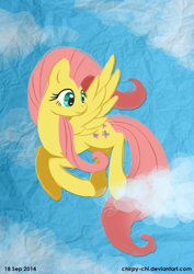 Size: 842x1191 | Tagged: safe, artist:chirpy-chi, fluttershy, pegasus, pony, female, mare, pink mane, solo, yellow coat