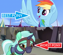 Size: 499x436 | Tagged: safe, derpibooru import, edit, edited screencap, screencap, lyra heartstrings, rainbow dash, pegasus, pony, my little pony: the movie, abuse, background pony strikes again, best pony, downvote bait, lyrabuse, op is a cuck, op is trying to start shit, op is wrong, worst pony