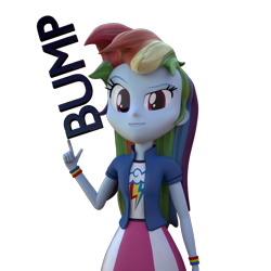 Size: 1000x1000 | Tagged: safe, alternate version, artist:3d thread, artist:creatorofpony, derpibooru import, rainbow dash, equestria girls, /mlp/, 3d, 3d model, blender, bump, clothes, shirt, simple background, skirt, solo, transparent background, wristband