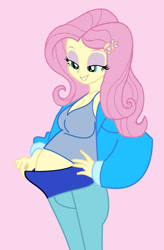 Size: 787x1200 | Tagged: safe, artist:0024387, fluttershy, human, equestria girls, bedroom eyes, belly, big belly, female, preggoshy, pregnant, pregnant equestria girls, solo