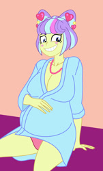 Size: 724x1200 | Tagged: safe, artist:0024387, supernova zap, human, equestria girls, belly, big belly, big breasts, breasts, busty supernova zap, cleavage, clothes, female, hand on belly, panties, pink underwear, pregnant, pregnant equestria girls, solo, su-z, underwear