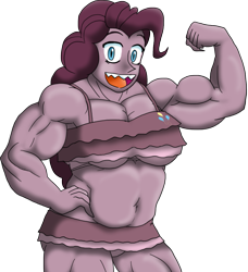 Size: 861x945 | Tagged: safe, artist:advanceddefense, pinkie pie, human, flexing, humanized, musclegut, muscles, overdeveloped muscles, pinkie pump, puce turnover, solo
