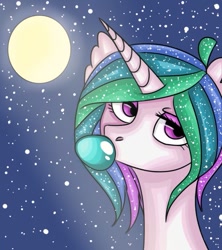 Size: 761x857 | Tagged: safe, artist:dolphininspace, princess celestia, alicorn, pony, gum, moonlight, night, solo