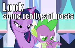 Size: 658x426 | Tagged: safe, derpibooru import, spike, twilight sparkle, twilight sparkle (alicorn), alicorn, equestria girls, image macro, reaction image