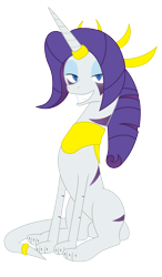 Size: 2000x3416 | Tagged: safe, artist:gatesmccloud, artist:skyspeardraw, rarity, demon pony, chaos, cmc 10k, comic, corrupted, simple background, species swap, transparent background, vector