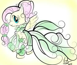 Size: 876x741 | Tagged: safe, artist:void heart, fluttershy, pegasus, pony, clothes, cute, dress, flourish