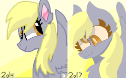 Size: 1420x878 | Tagged: safe, artist:anthillthesilverfan, derpy hooves, comparison, redone, solo