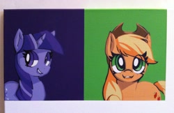 Size: 2413x1560 | Tagged: safe, artist:mewball, artist:mittens2248, applejack, twilight sparkle, irl, photo, stencil, traditional art