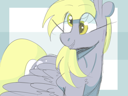 Size: 1024x768 | Tagged: safe, artist:unitress, derpy hooves, pegasus, pony, blonde mane, female, gray coat, mare, solo, wings