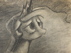 Size: 1002x750 | Tagged: safe, artist:inkygarden, princess celestia, alicorn, pony, charcoal drawing, monochrome, pouting, sketch, solo, traditional art