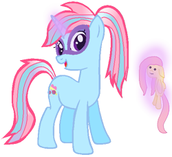 Size: 521x474 | Tagged: safe, artist:pdorothynics, fluttershy, oc, oc:violet candy, pegasus, pony, plushie