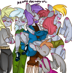 Size: 1947x1986 | Tagged: safe, artist:neokogendoshi, derpy hooves, anthro, blonde mane, female, gray skin, smiling, wings