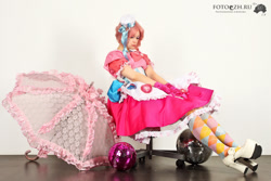 Size: 1200x800 | Tagged: safe, artist:okayutaka, pinkie pie, human, checkered socks, clothes, cosplay, dress, high heels, irl, irl human, photo, shoes, umbrella