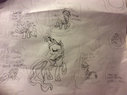 Size: 2592x1936 | Tagged: artist needed, safe, applejack, pinkie pie, princess celestia, rainbow dash, rarity, alicorn, earth pony, pegasus, pony, unicorn, winter wrap up, monochrome, spotlight, vests